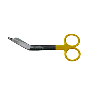 Ciseaux à bandage chirurgicaux à usage unique avec poignée jaune de 5.5 \ "en acier inoxydable en plastique et en bois-Source d'alimentation manuelle - Product Image 1