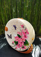Liquidación de Bolsos de Ratán, Disponibles en Existencia, Nueva Llegada, Bolsos de Ratán con Estampado Decoupage, Bali, Indonesia