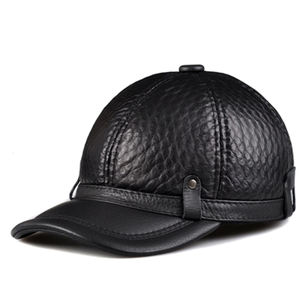 Gorra de béisbol de piel de vaca para hombre, gorro ajustable a cuadros, color negro, para Primavera e invierno, 2021 - Product Image 1