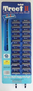 Rasoir jetable à double lame Treet-II pour le rasage du visage 24 rasoirs boursouflés sur une carte idéale pour une utilisation en voyage - Product Image 2