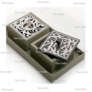 ไม้และเครื่องหนัง mubkhar bakhoor พร้อมกล่องและถาดเครื่องหอมคุณภาพระดับพรีเมียม - Product Image 1