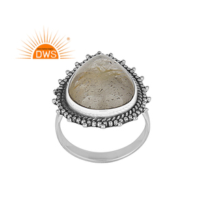 แหวนพลอยรูไทล์สีทองธรรมชาติ แหวนเงินแท้ 925 แบบฝังขอบ  ผู้ผลิตเครื่องประดับ คอลเลคชั่นคลาสสิก - Product Image 1