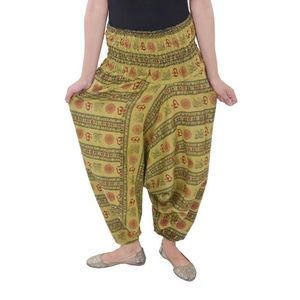 Pantalon Harem unisexe pour femmes, entrejambe moyen, taille élastique, respirant, séchage rapide, été, 100% coton, coupe ample, longueur totale, vintage - Product Image 1