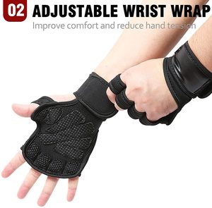 Guantes de levantamiento de pesas con espalda descubierta, guantes de alta calidad hechos a medida para entrenamiento deportivo y ejercicio, doble capa de Palma y agarre pesado - Product Image 2