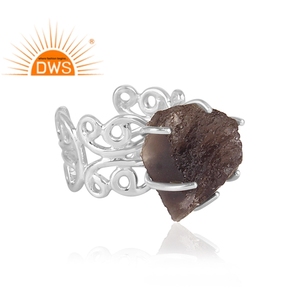 แหวนดีไซน์แบบเส้นใยอัญมณีธรรมชาติทำจากเงินแท้ของ925 - Product Image 3