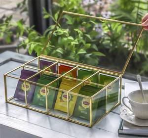 Vintage Square Glass / Metal / <b>Mirror</b> / Dried Butterfly Jewelry / Trinket <b>Box</b> - Product Image 1