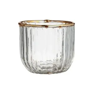 优质玻璃茶灯配金边玻璃清酒烛台新设计玻璃清酒灯座