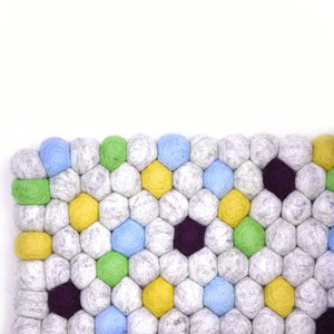 Luxury Wool <b>Trivet</b> Handmade Classic Rectangular 20*20cm Eco-Friendly Felt Ball <b>Kitchen</b> Mats & Pads Directly From Nepal - Product Image 3