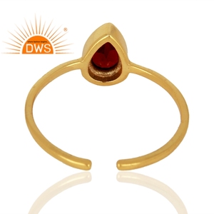 Bague Grenat Naturel Pierre Précieuse Bague Plaqué Or 18k Réglable Bagues en Argent 925 Fabricant de Bijoux Collection Vintage - Product Image 3