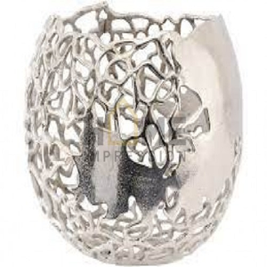 Florero y macetas de flores altas niqueladas pulidas brillantes de la Plata fundida de aluminio del diseño del arte moderno para la decoración del hogar y de los hoteles - Product Image 5