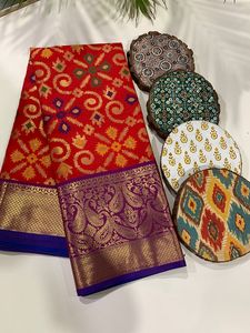 Kanchipuram-saree de seda para mujer, ropa de fiesta india, boda, último diseñador, banarasi, saree de seda de algodón con blusa - Product Image 2