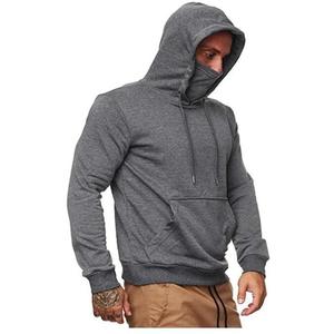 Venta al por mayor de alta calidad cara cubierta pulóver Jogger algodón liso en blanco invierno satén forrado hombres sudaderas con capucha personalizadas - Product Image 1