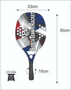 Raquettes et pagaies de beach tennis sur mesure avec face en fibre de carbone et verre, poids 310-330g, longueur 50cm - Fournisseurs de matériel de plage - Product Image 3