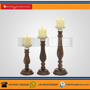 Hand Carved Wooden Candle Stand Holder Set for Pillar Candles Decorative <b>Table</b> Centerpiece Home Living Room Kitchen <b>Dining</b> Decor - Product Image 2