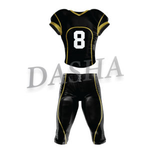 Uniforme de football américain personnalisable pour hommes, dernière conception, avec sublimation noire et dorée, vêtements de sport respirants - Product Image 2