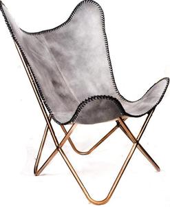 Chaise papillon en cuir véritable avec cadre en métal Chaise papillon de maison - Product Image 1