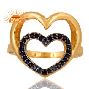 Anillo de Plata 925 con Baño de Oro de 18k, Símbolo de Amor, con Zafiro Natural, Proveedor de Joyería - Product Image 2