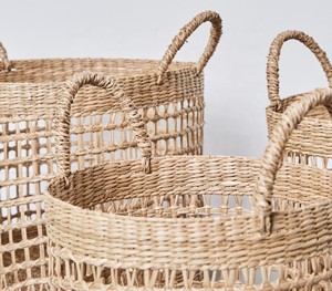 Ensemble de paniers de rangement en jonc de mer, benne à tissage naturel de haute qualité, vente en gros, livraison gratuite - Product Image 1