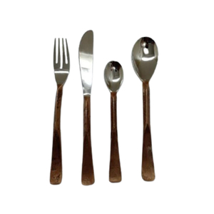 Couverts manche en métal brun avec acier inoxydable argenté avec ensemble de couverts en or vente chaude ensembles de couverts de dîner - Product Image 2