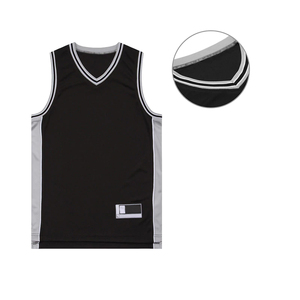 Maillot de basket-ball unisexe noir à col en V sans manches en polyester respirant pour adulte, coupe classique, toutes saisons - Product Image 4