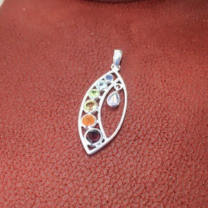 Collier pendentif en forme de poire avec pierres précieuses multicolores en argent sterling Diamant S925 Sertissage de pierres précieuses Réglage de la lunette Pendentifs fins Charms - Product Image 4