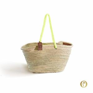 Cesta Hecha a Mano, Mediana, Original de Marrakech, con Asas Naturales, Color Amarillo Original - Product Image 1