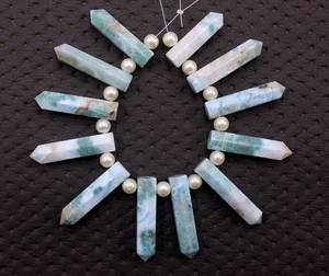 Natural <b>Blue</b> Larimar Gemstonen Beautiful 12 Pieces Pointed Pencil for Jewelry Bracelet Necklace Briolette Beads - Product Image 3