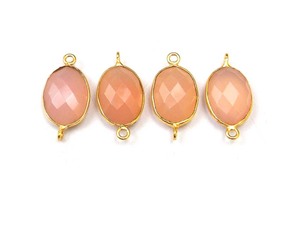 Piedra lunar de melocotón, piedras preciosas naturales, hechas a mano, forma ovalada, Plata de ley, oro, oro rosa, joyería chapada en oro, doble fianza facetada - Product Image 5