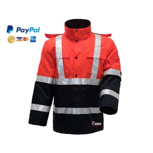 Chaqueta de seguridad con cinta de alta visibilidad para hombre con logotipo personalizado de fabricante de Pakistán con seguridad reflectante de cuello alto - Product Image 1