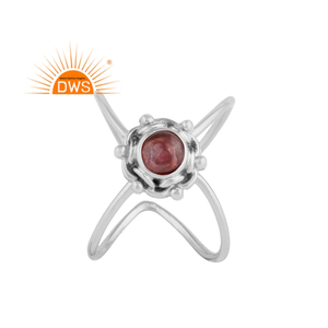 Último diseño plata esterlina oxidada turmalina Rosa Natural piedras preciosas Cruz diseño anillo joyería fabricante - Product Image 1
