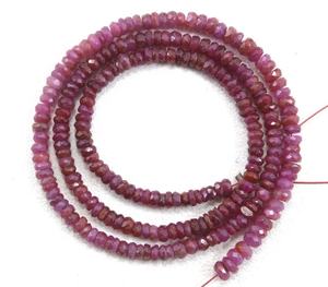 High Quality 13.5\" Long Natural Red Ruby Beautiful Faceted Rondelle Semiprecious Gemstone Beads for <b>Necklace</b> Making - Product Image 5