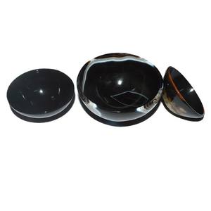 ชามหินอาเกตแบล็คออนิกซ์ขนาด 45-55 มม. แกะสลักสำหรับตกแต่งบ้านตามหลักฮวงจุ้ยและเพื่อการบำบัดรักษา - Product Image 1