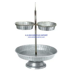 Bandeja de Metal galvanizado, accesorio de 3 niveles hecho a mano, nuevo diseño, con mango de madera - Product Image 4