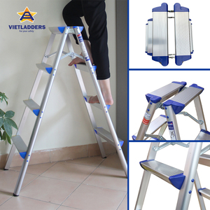 Double Sides 5 Step Aluminum Folding <b>Ladders</b> for Industrial Use Designed Firm and Lightweight - Product Image 5