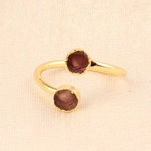 เครื่องประดับหินประจำวันเกิดจากธรรมชาติแหวนทัวร์มาลีนหินสองชั้นเคลือบทองด้วยไฟฟ้าเครื่องประดับเปิดด้านหน้าแหวนปรับขนาดได้ - Product Image 3