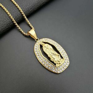 Colgante de acero inoxidable chapado en oro para mujer, joyería religiosa, cristales ostentosos, diamantes de imitación, colgante de <span class=keywords><strong>la</strong></span> <span class=keywords><strong>Virgen</strong></span> María, colgante de <span class=keywords><strong>la</strong></span> <span class=keywords><strong>Magdalena</strong></span> - Product Image 5