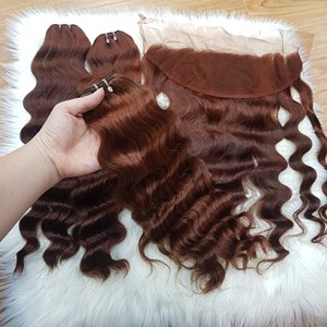 Extensiones de cabello vietnamita de alta calidad, doble onda de agua, Color naranja, alineada cutícula, máquina de cabello Remy, doble trama - Product Image 2