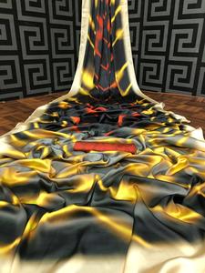 Seda Sari fiesta desgaste indio último diseñador mujeres desgaste sari con blusa Japón satén crape seda telas suaves Impresión digital Sari alfanumero - Product Image 2