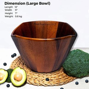 Ensemble de bols de service en bois pour fruits et salade Idéal pour la vaisselle et la vaisselle Parfait pour les mariages et la décoration intérieure - Product Image 2