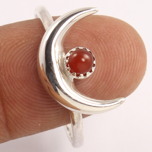 Anillo bohemio de piedras preciosas de cornalina de plata de ley sólida 925 antiguo, joyería hecha a mano, piedras preciosas naturales de plata sólida, joyería de precios bajos - Product Image 2