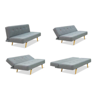 Canapé-lit moderne UKFR Click Clack, tissu d'ameublement de haute qualité, pliable, style américain, bois massif, salon, canapé turc