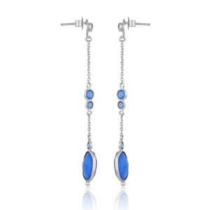 Pendientes colgantes de Gema Natural de Calcedonia azul para mujer, de plata de ley, el más vendido, fabricante de joyería - Product Image 3