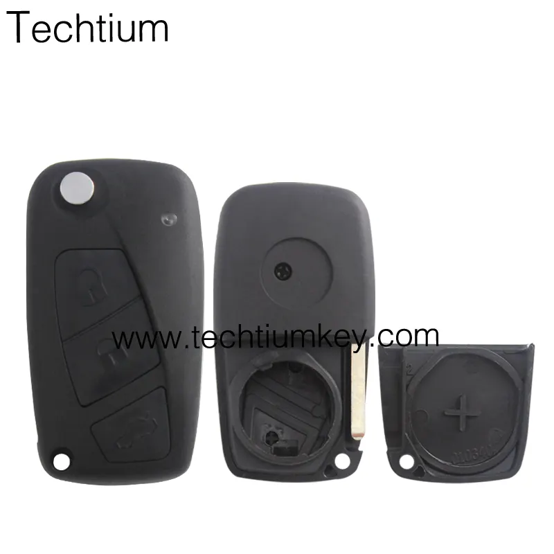 3 button modified folding flip remote key shell with back battery place for Fiat 500