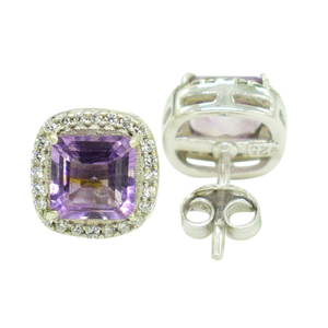 925 <b>Sterling</b> <b>Silver</b> <b>Studs</b> New Arrivals Cubic Zirconia Dainty Earrings Amethyst Gemstone Christmas Jewelry Best Wholesaler - Product Image 1