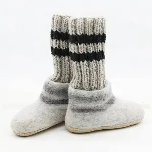 FSSI-013, Warm Indoor Felt Boot with Stocking, 100% Eco-friendly New Zealand Wool, Felted by Skilled Women Artisans of Nepal