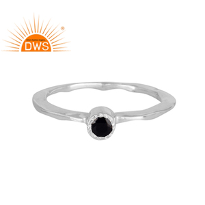 Anillo apilable de Plata de Ley 925 con gema de espinela negra Natural, joyería de fabricante de la India - Product Image 1