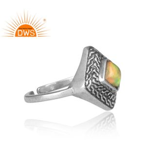 Vintage Look 925 Sterling <b>Silver</b> Jewelry Supplier Ethiopian <b>Opal</b> <b>Ring</b> Manufacturer Oxidized <b>Silver</b> Jewelry - Product Image 3