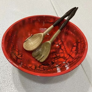 Saladier avec serveur Ensemble fait à la main de haute qualité émail imprimé euro peon style plats et assiettes ensembles de vaisselle - Product Image 3