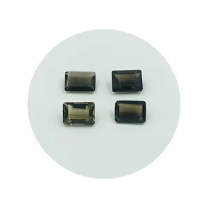 Gema de cuarzo octagonal, piedra preciosa de cuarzo semipreciosa, 14X10mm, color ahumado