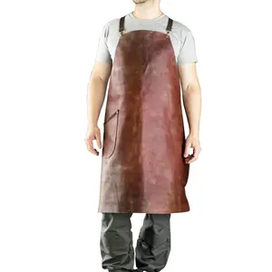 Pu Custom Heat Proof Welder Leather Apron For Both Men And Women Work Cheaper Price Japan style two sided coloured From Indian